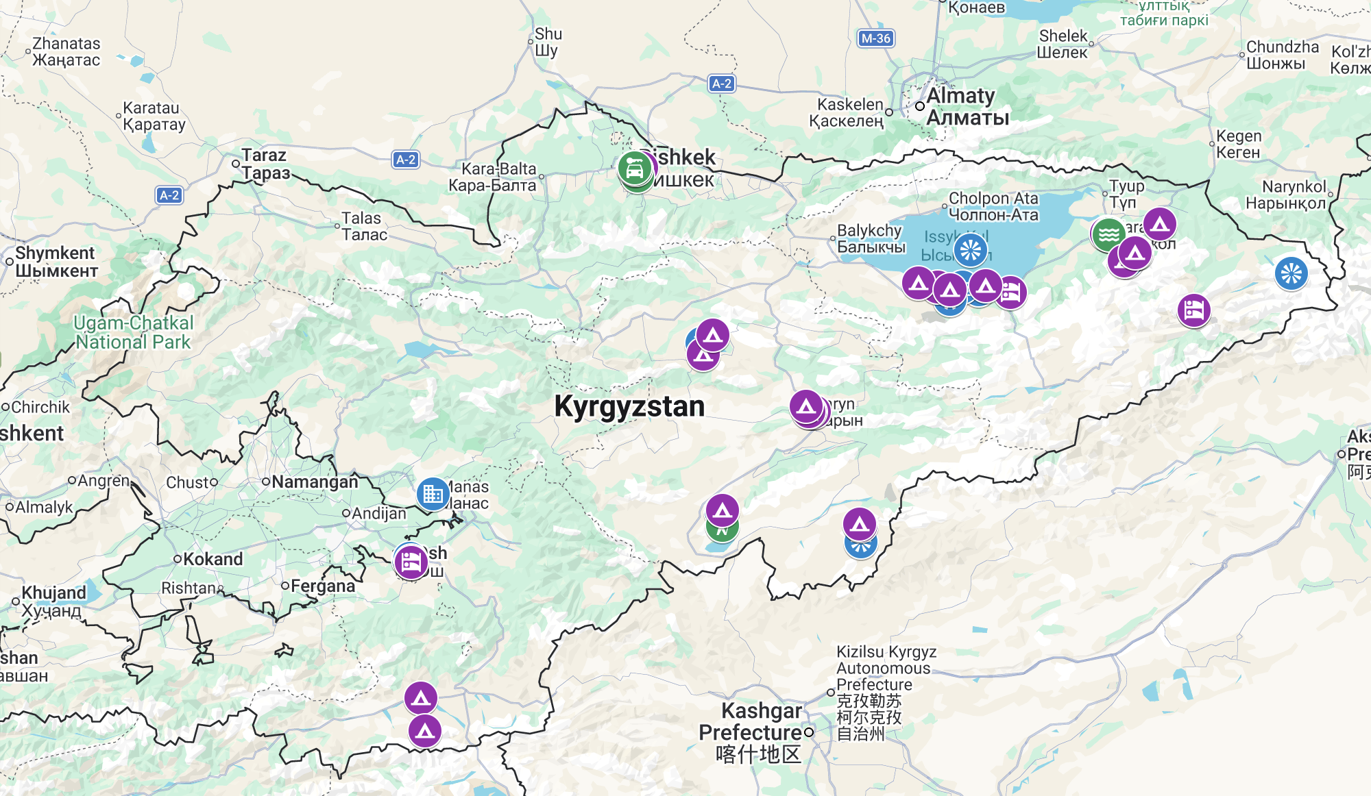 Kyrgyzstan travel map preview