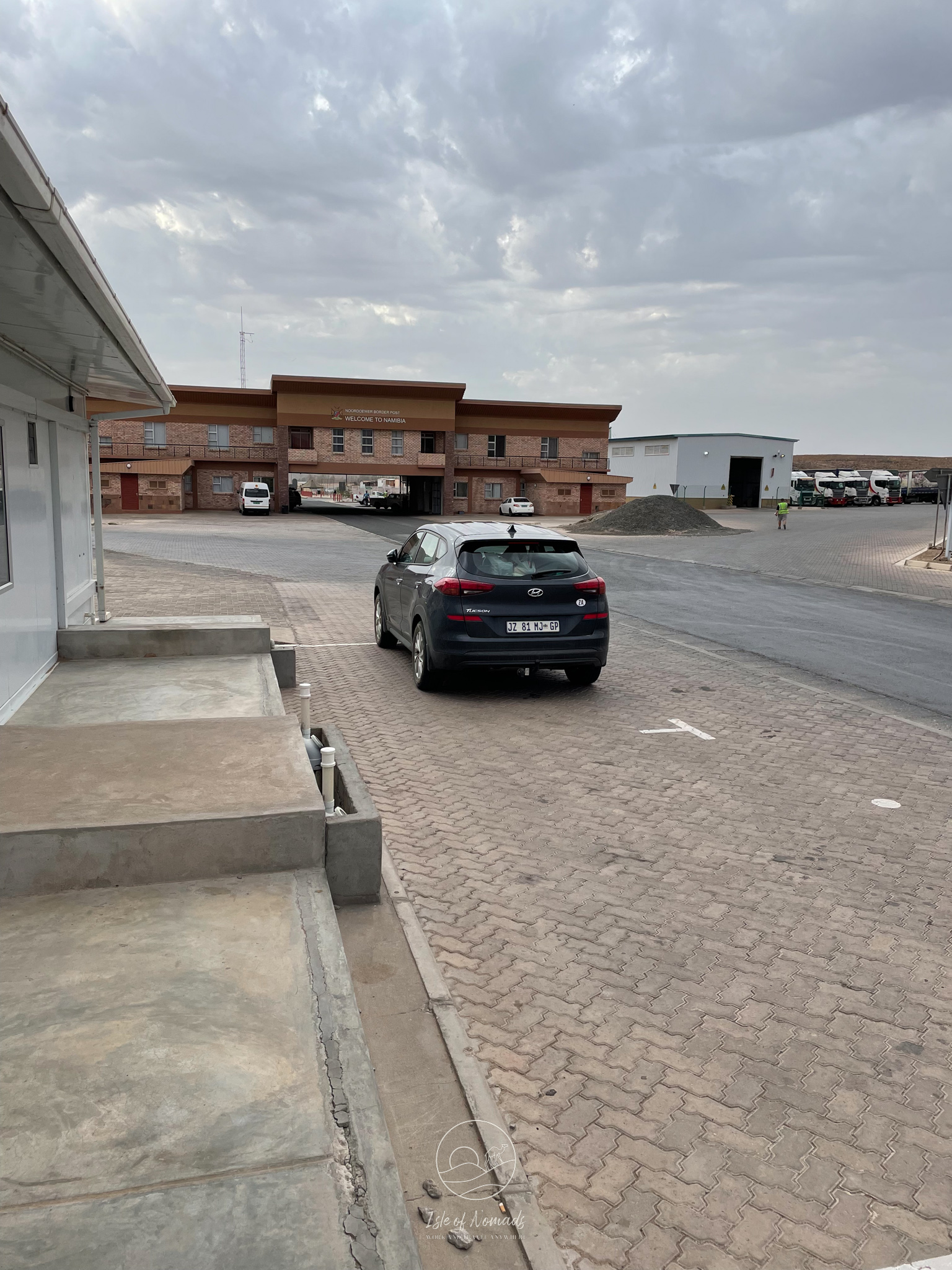 Our car at the border to Namibia