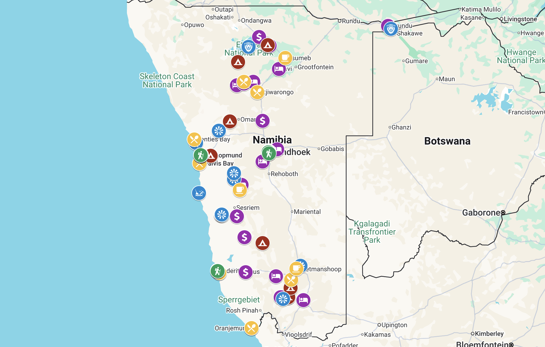Namibia travel map preview
