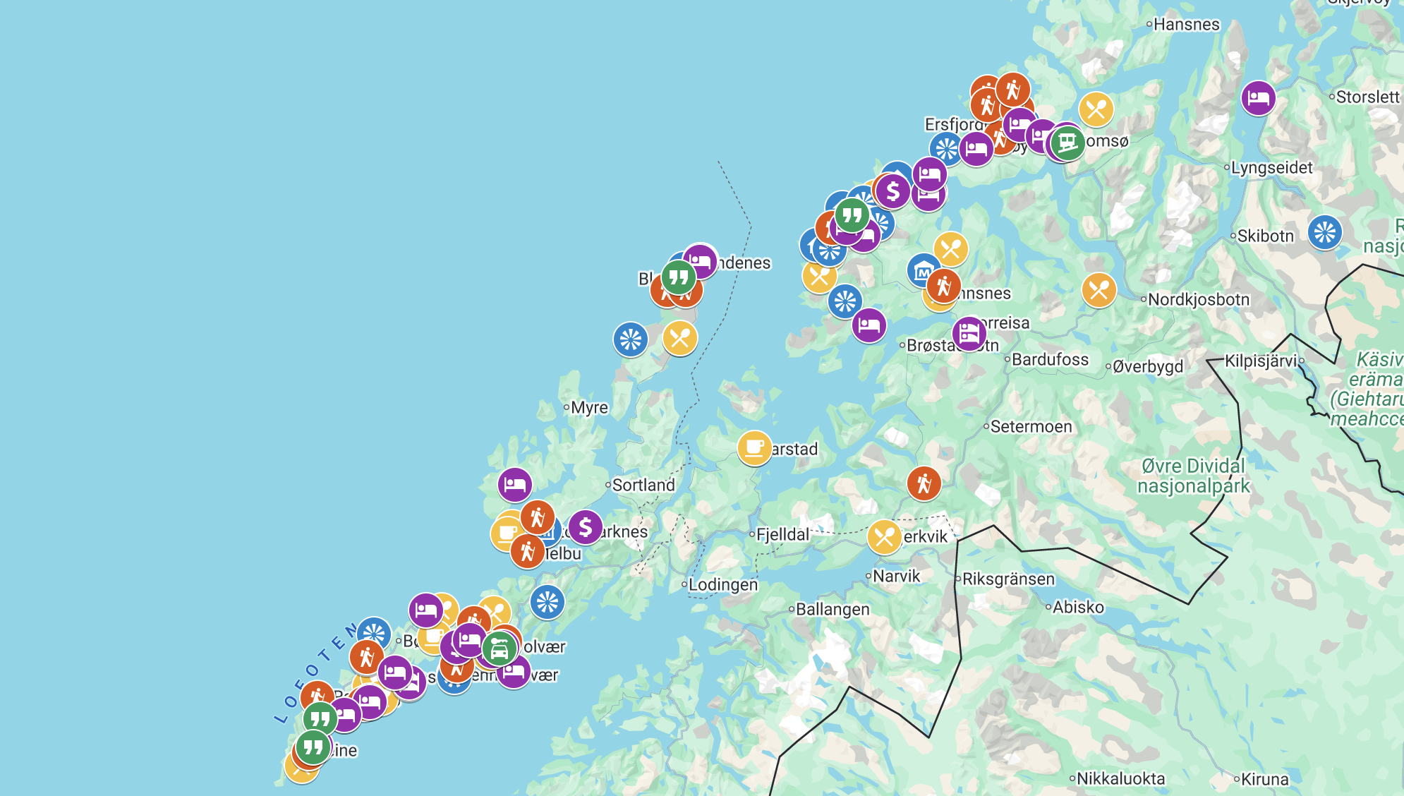 Northern Norway travel map preview