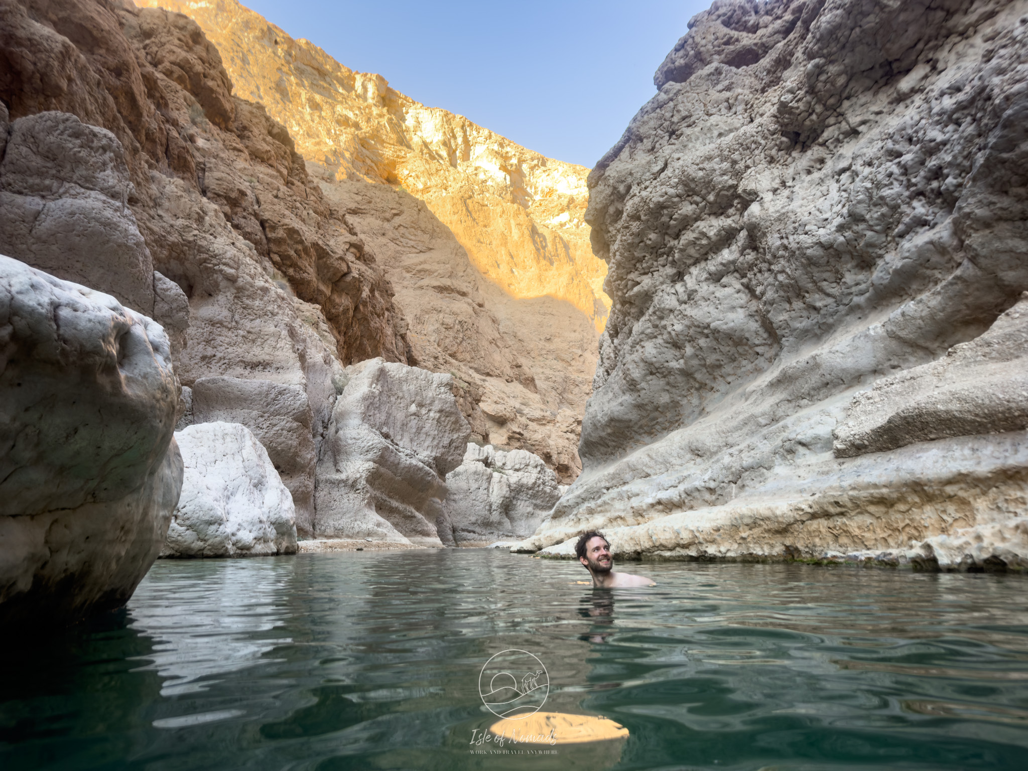 Cordt swimming in Wadi Shab