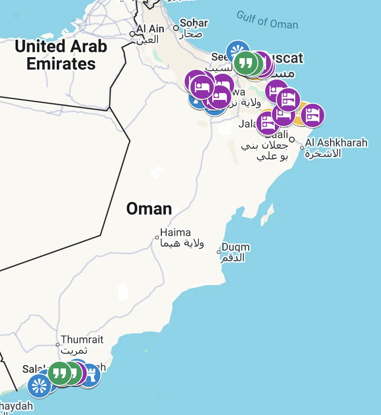 Oman travel map preview