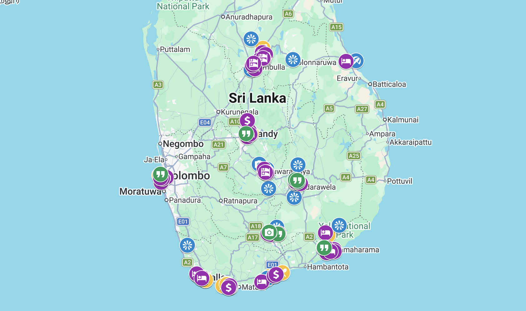 Sri Lanka travel map preview