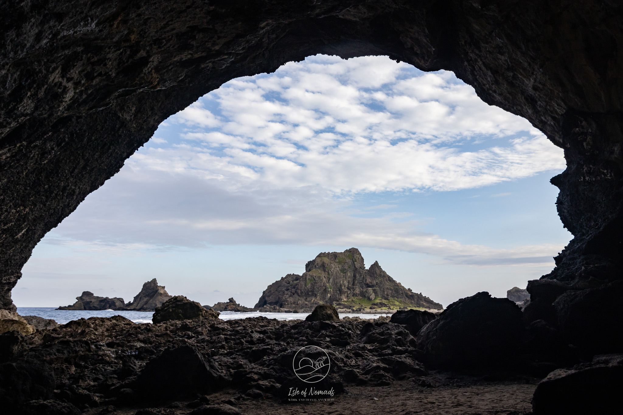 Exloring a cave on Green Island