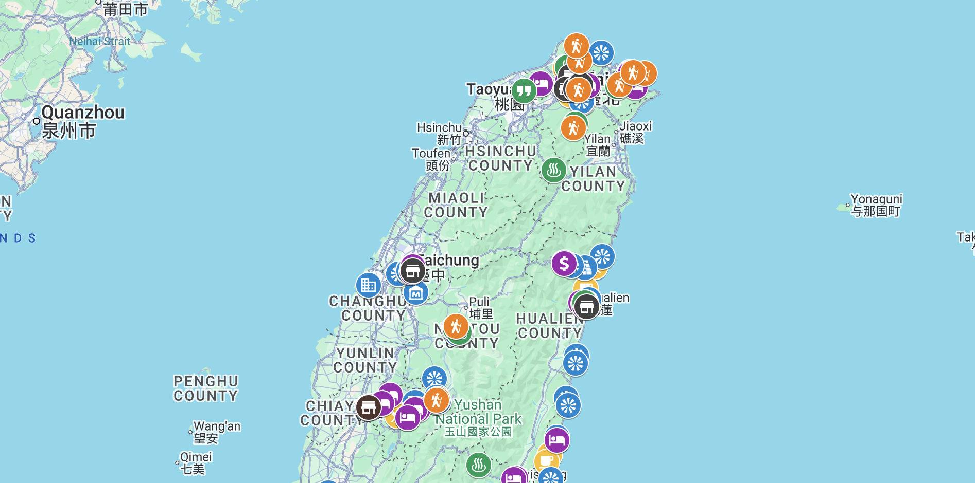 Taiwan travel map preview