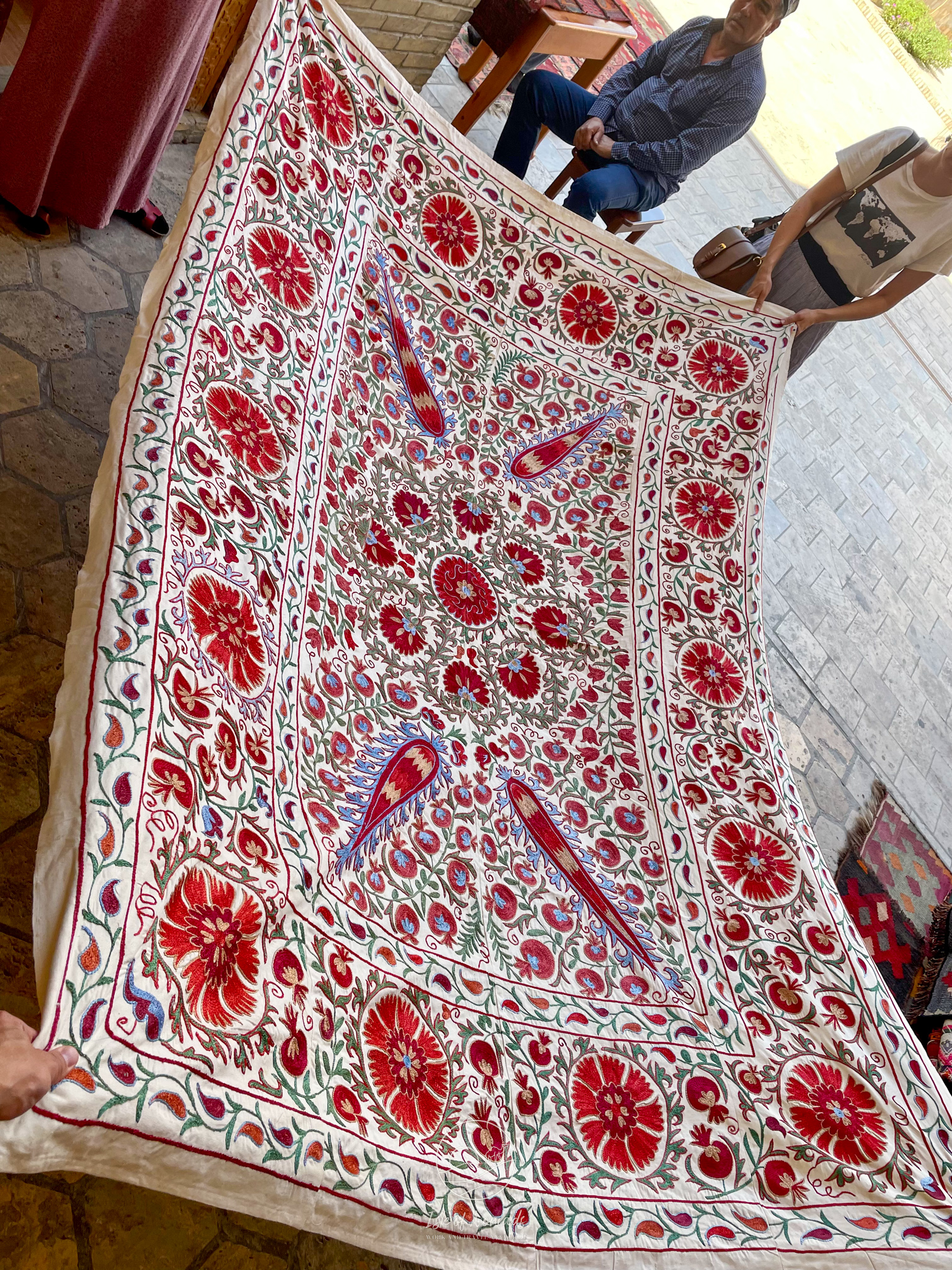 ...we found this beautiful tablecloth but in the end decided against buying it