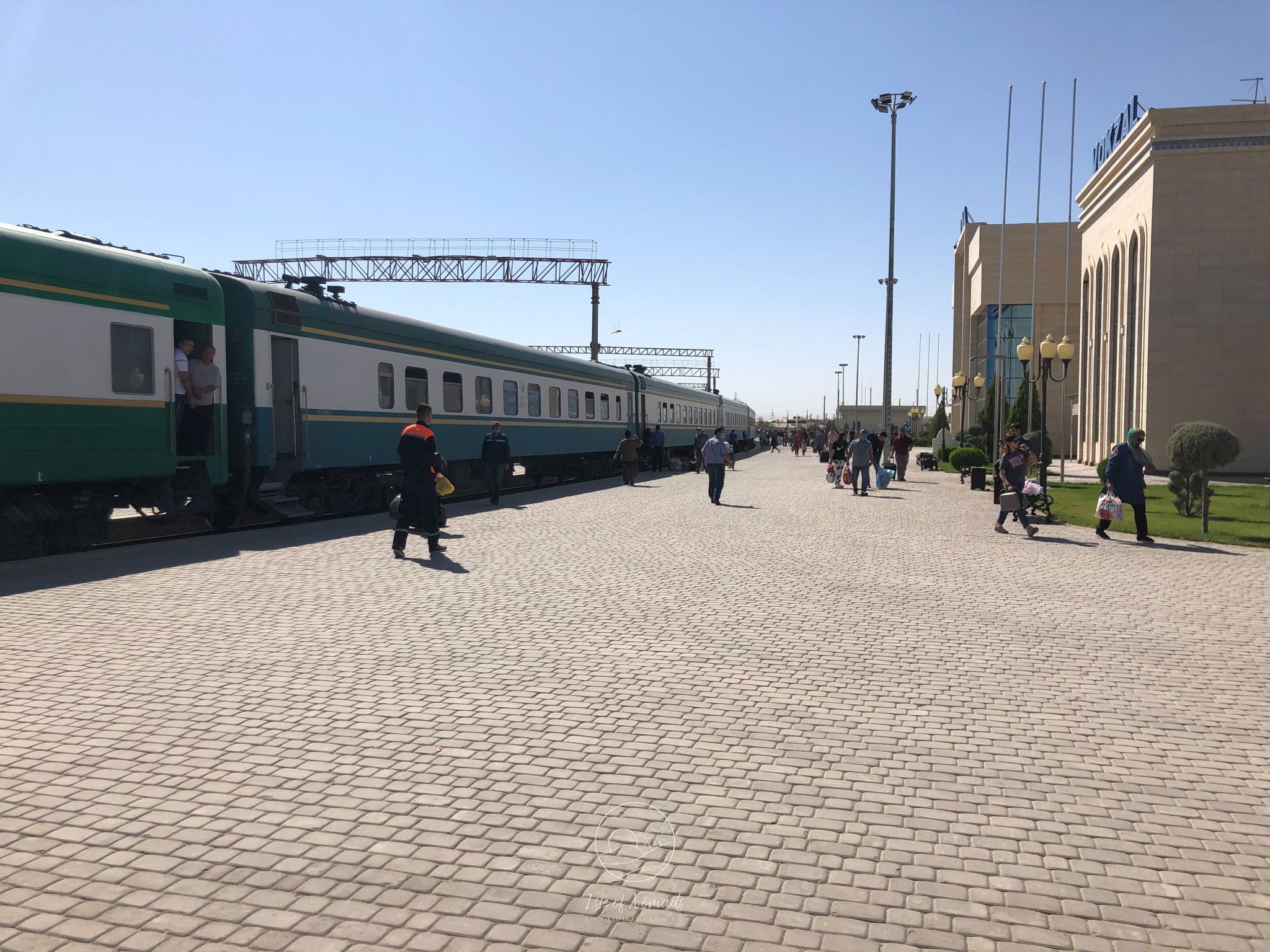 Arriving at the train station in Khiva
